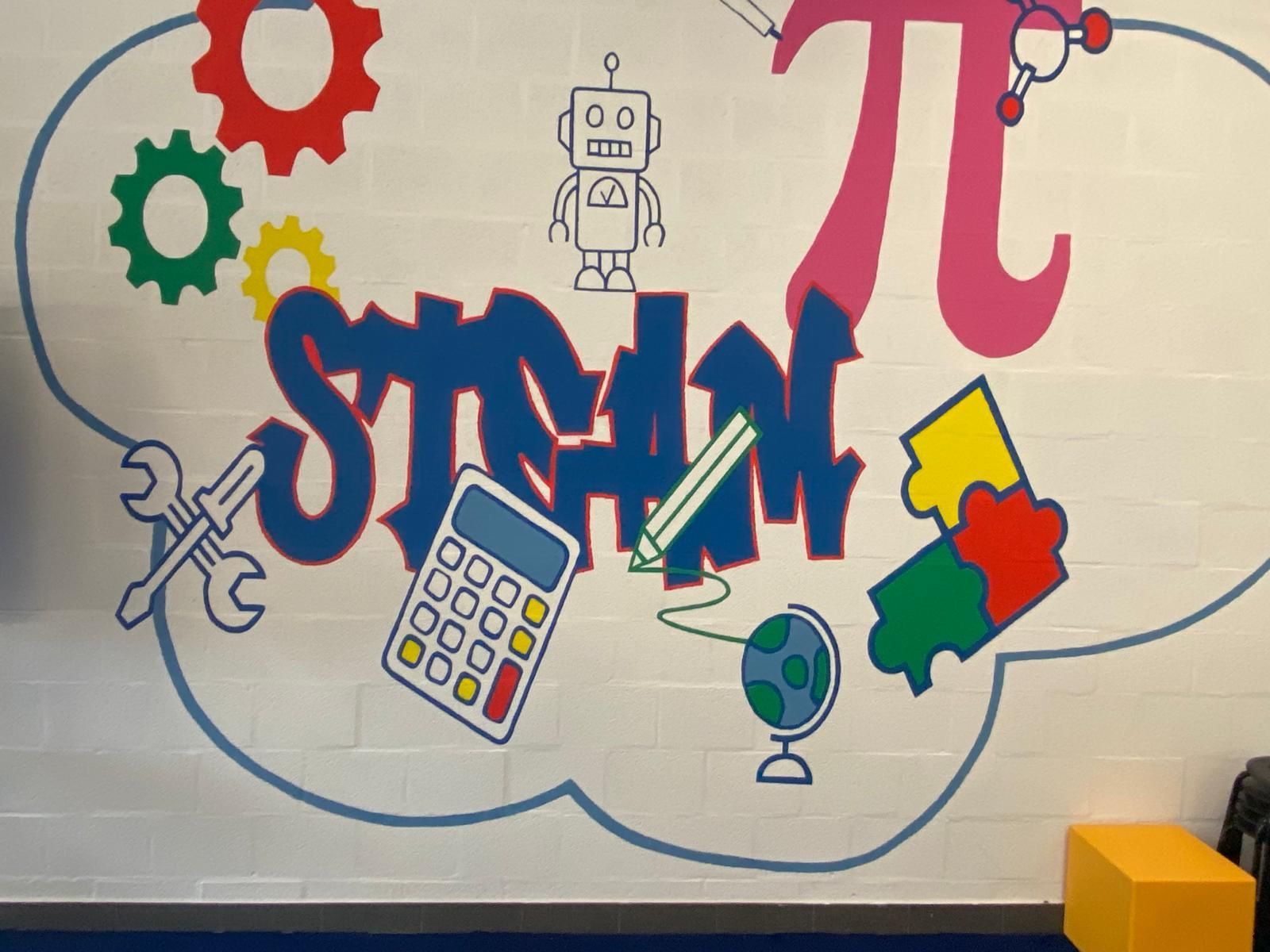 Kleurrijke STEAM-tekening in de school